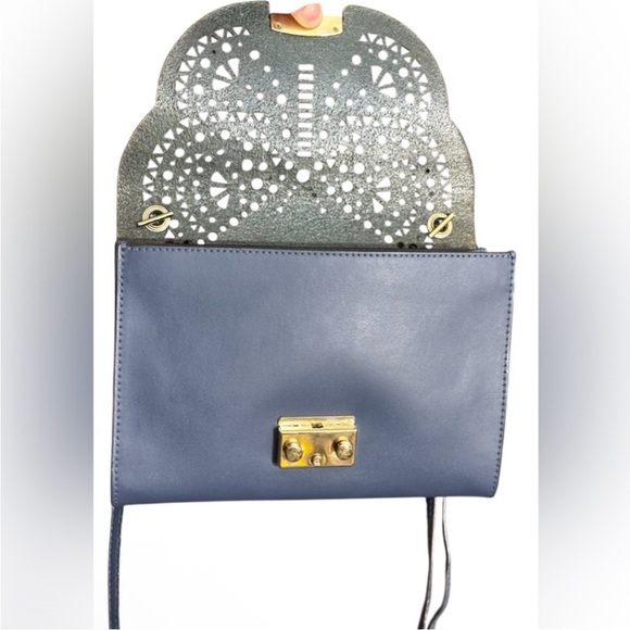 Furla Perforated butterfly Blue bag/Clutch. removable chain to make it a clutch - Picture 3 of 15